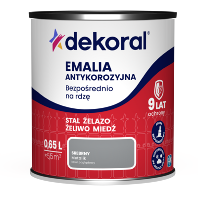 Emalia antykorozyjna Bezpośrednio na rdzę Srebrny metalik 0,65 l Dekoral