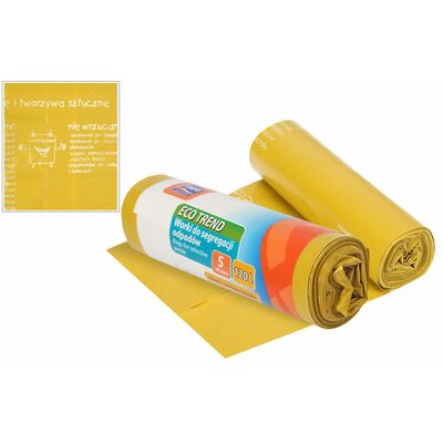 Worki na śmieci Eco Trend 120 l, 5 szt. żółte (plastik)