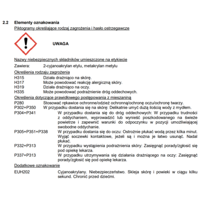Klej Kropelka na blistrze 2 ml POXIPOL