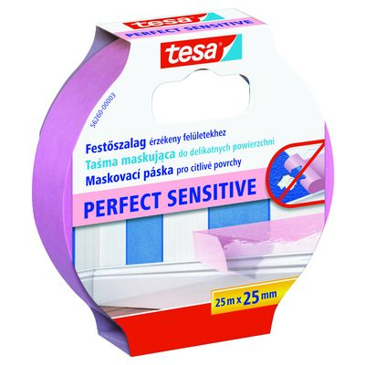 Taśma malarska maskująca Perfect do delikatnych powierzchni 25 m x 25 mm różowa tesa®