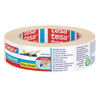 Taśma malarska maskująca Standard 50 m x 30 mm beżowa tesa®