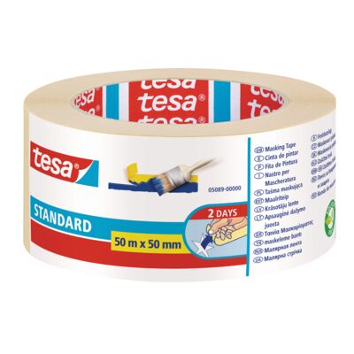 Taśma malarska maskująca Standard 50 m x 50 mm beżowa tesa®