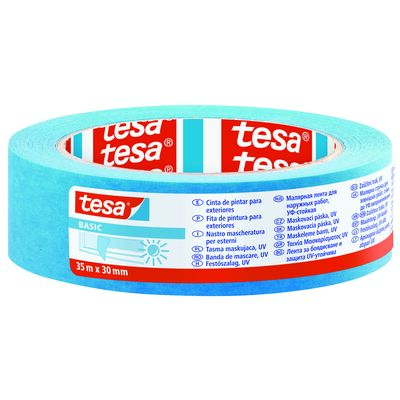 Taśma malarska maskująca Basic odporna na promieniowanie UV 35 m x 30 mm niebieska tesa®