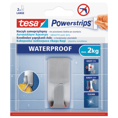 Haczyk samoprzylepny, POWERSTRIPS WATERPROOF, 1 sztuka, metal, tesa