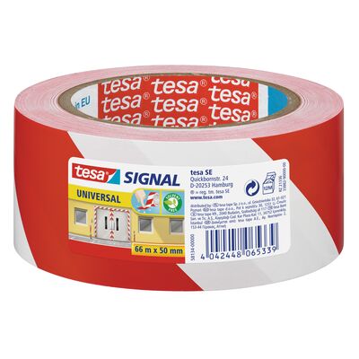 Taśma ostrzegawcza, Signal, czerwono-biała, 66 m x 50 mm, tesa
