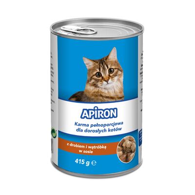 Karma dla kota kurczak / wątróbka w sosie 415 g Apiron