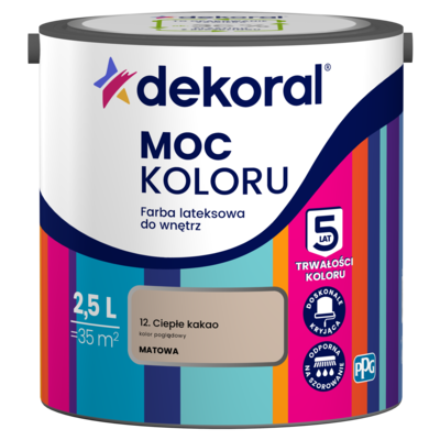 Farba lateksowa do wnętrz MOC KOLORU Ciepłe kakao 2,5 l Dekoral
