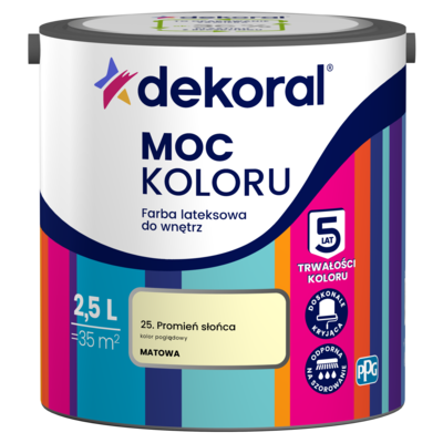 Farba lateksowa do wnętrz MOC KOLORU Promień słońca 2,5 l Dekoral