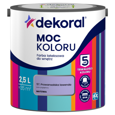 Farba lateksowa do wnętrz MOC KOLORU Prowansalska lawenda 2,5 l Dekoral