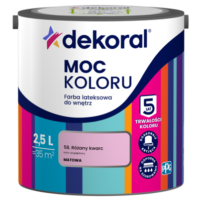 Farba lateksowa do wnętrz MOC KOLORU Różany kwarc 2,5 l Dekoral