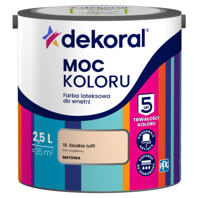Farba lateksowa do wnętrz MOC KOLORU Słodkie toffi 2,5 l Dekoral
