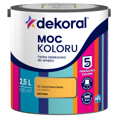 Farba lateksowa do wnętrz MOC KOLORU Cytrynowa beza 2,5 l Dekoral