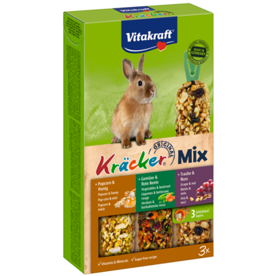 Kolba dla królika Kracker 3 sztuki popcorn/warzywa/orzechy Vitakraft