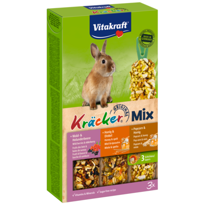 Kolba dla królika Kracker 3 sztuki popcorn/miód/owoc leśne Vitakraft
