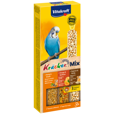 Kolba dla papugi falistej Kracker 3 sztuki popcorn/miód/pomarańcza Vitakraft