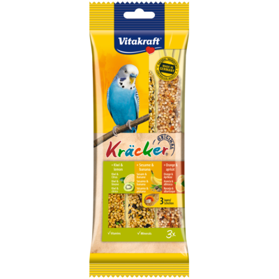 Kolba dla papugi falistej Kracker 3 sztuki kiwi/sezam/pomarańcza Vitakraft