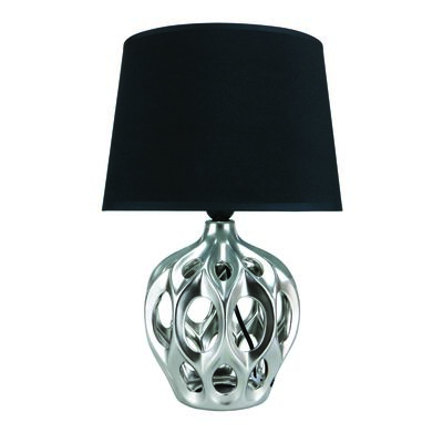 Lampka stołowa ceramiczna srebrno-czarna