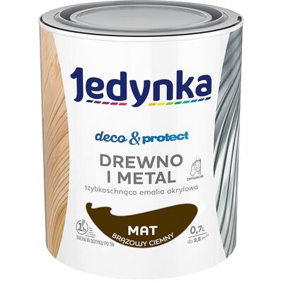 Farba akrylowa Jedynka DecoProtect Drewno i Metal mat Brązowy Ciemny 0,7 l