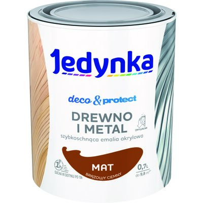 Farba akrylowa Jedynka DecoProtect Drewno i Metal mat Brązowy Ciemny 0,7 l