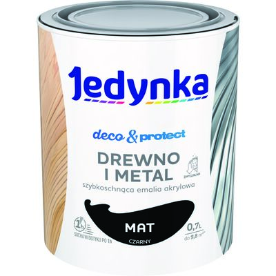 Farba akrylowa Jedynka DecoProtect Drewno i Metal mat Czarny 0,7 l