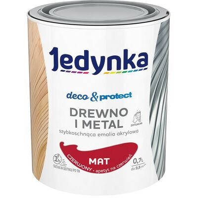 Farba akrylowa Jedynka DecoProtect Drewno i Metal mat Czerwony 0,7 l