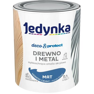 Farba akrylowa Jedynka DecoProtect Drewno i Metal mat Niebieski Ciemny 0,7 l