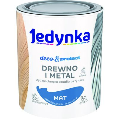 Farba akrylowa Jedynka DecoProtect Drewno i Metal mat Niebieski Ciemny 0,7 l