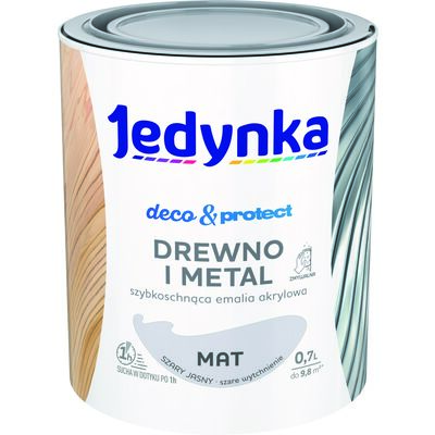 Farba akrylowa Jedynka DecoProtect Drewno i Metal mat Szary Jasny 0,7 l