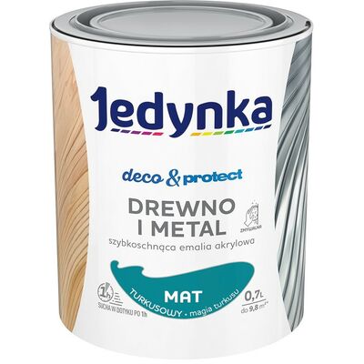 Farba akrylowa Jedynka DecoProtect Drewno i Metal mat Turkusowy 0,7 l