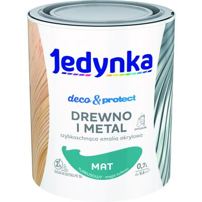 Farba akrylowa Jedynka DecoProtect Drewno i Metal mat Turkusowy 0,7 l