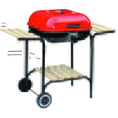 Grill prostokątny z pokrywą wózek czerwony 40 x 45 cm