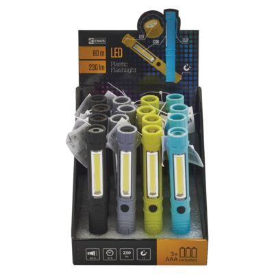 Latarka LED COB + 1 LED 3x AAA
