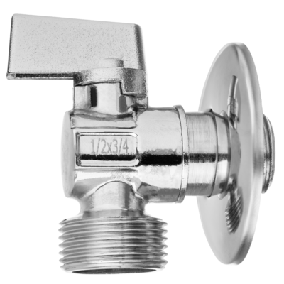 Zawór kulowy odcinający z metalowym pokrętłem do baterii, dolnopłuka lub pralki 1/2" x 3/4"Invena chrom