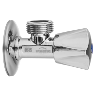 Zawór grzybkowy odcinający do dolnopłuka, pralki lub baterii z pokrętłem Ely 1/2" x 3/4" Invena chrom