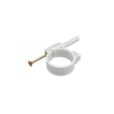 Uchwyt plastikowy biały do rur PP 50 mm