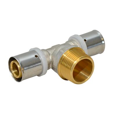 Trójnik zaprasowywany pex 16 x 1 x 2 x 16 gwint zewnętrzny