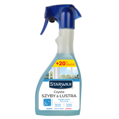 Czyste szyby płyn na alkoholu 500 ml + 20% gratis Starwax