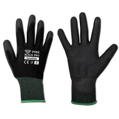 Rękawice ochronne PURE BLACK PRO poliuretan, rozmiar 9