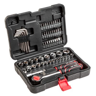 Klucze nasadowe 1/4", 3/8", zestaw 63 sztuki Top Tools