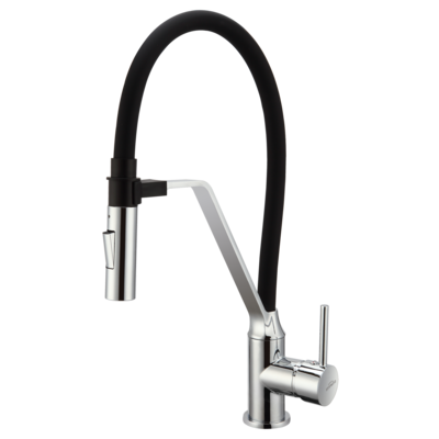 Bateria zlewozmywakowa Magnetic z dwufunkcyjną wylewką czarno-srebrna Invena