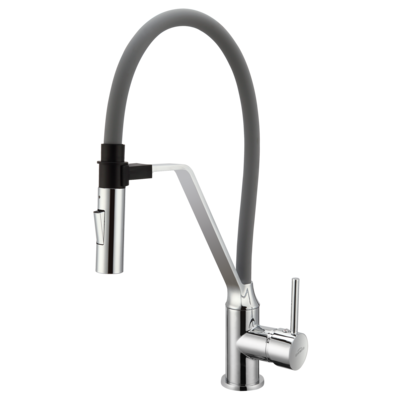 Bateria zlewozmywakowa Magnetic z dwufunkcyjną wylewką szary/chrom Invena