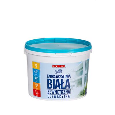 Farba akrylowa zewnętrzna biała 10 l Dorex
