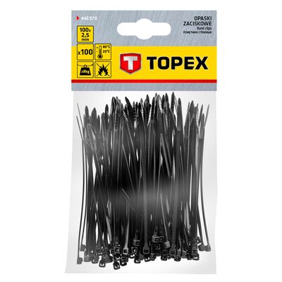 Opaska zaciskowa 2.5 x 100 mm 100 sztuk czarne TOPEX