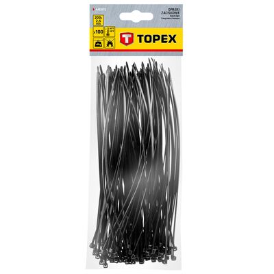 Opaska zaciskowa 2.5 x 200 mm 100 sztuk czarne TOPEX