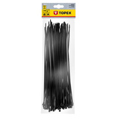Opaska zaciskowa 3.6 x 300 mm 100 sztuk czarne TOPEX