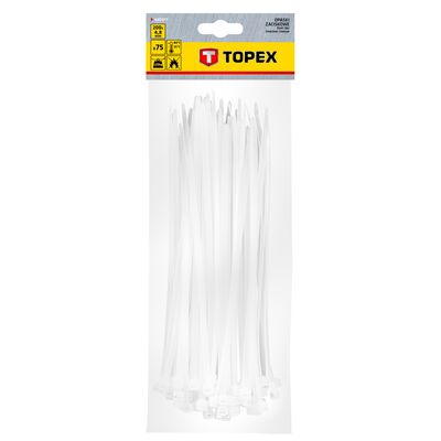 Opaska zaciskowa 4.8 x 200 mm 75 sztuk białe TOPEX