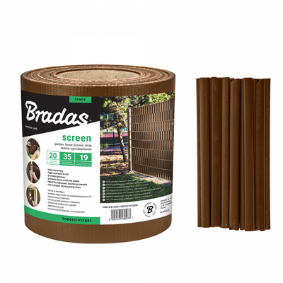Taśma ogrodzeniowa 19 cm x 35 m + 20 sztuk klipsów, brązowa