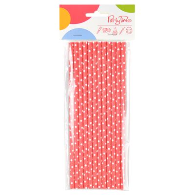 Słomka papierowa kropki 12 sztuk