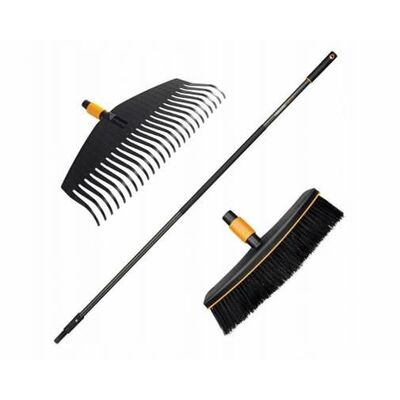 Zestaw QuikFit grabie do liści + szczotka szeroka + trzonek Fiskars