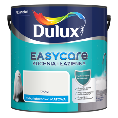 Farba Dulux EasyCare Kuchnia i Łazienka Biała Matowa 2,5 l